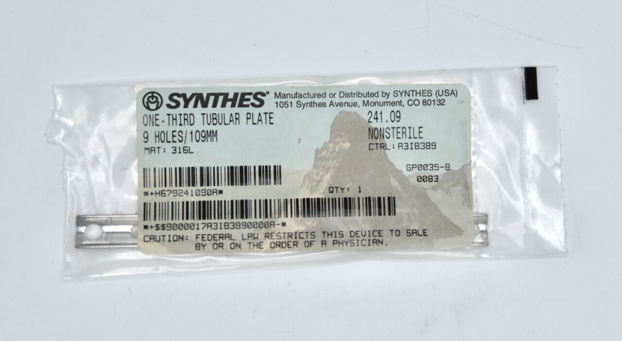 SYNTHES 241.09 ONE-THIRD TUBULAR PLATE 9 HOLES/109MM — photo 1