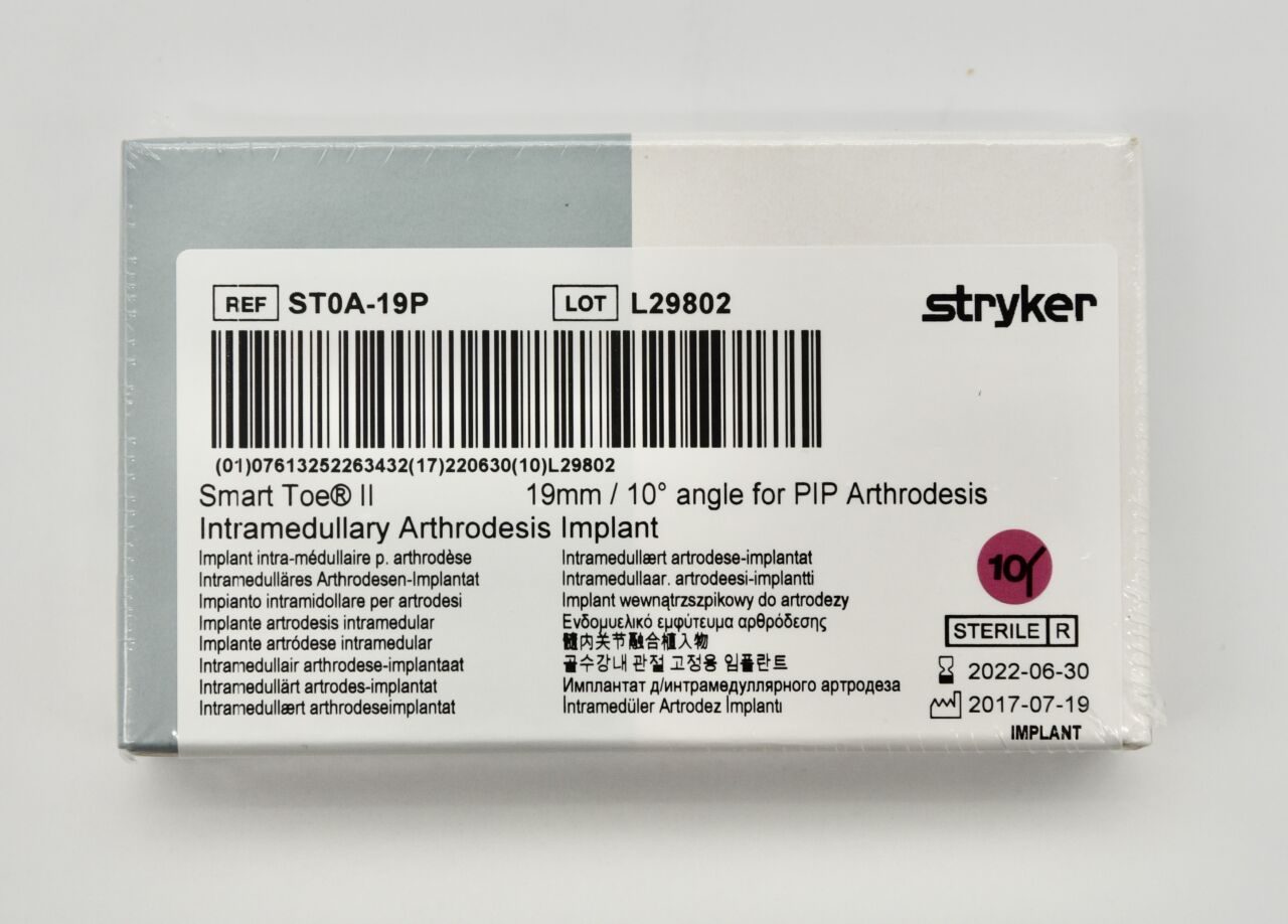 STRYKER ST0A-19P SMART TOE II INTRAMEDULLARY ARTHRODESIS, 19MM / 10 DEGREE ANGLE FOR FOR PIP ARTHRODESIS — photo 2