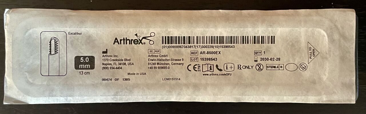 ARTHREX AR-8500EX Excalibur Arthroscopic Shaver Blade 5.0mm x 13cm — photo 2