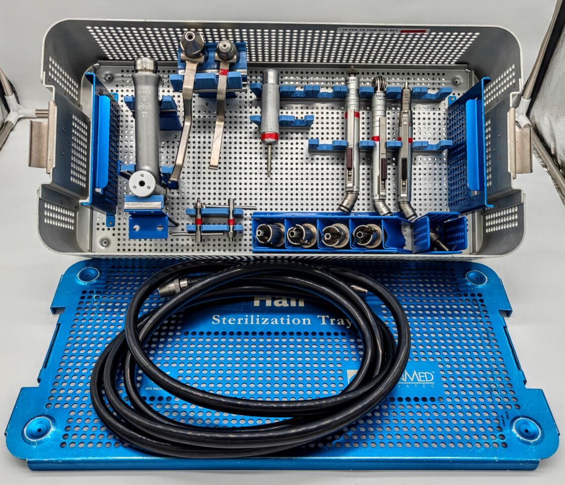 LINVATEC PRO6150, PRO2029, PRO2041, PRO6128, 6140, 5053-10, 5053-11, 5058-01, 1375-12 CONMED POWER PRO DRILL SET AND HALL PNEUMATIC KIT WITH STERILIZATION TRAY