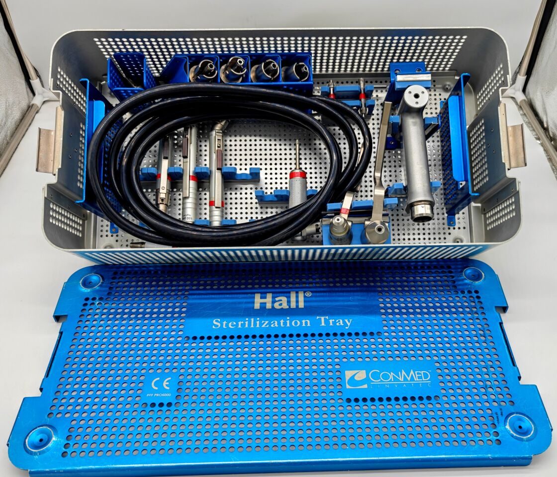 LINVATEC PRO6150, PRO2029, PRO2041, PRO6128, 6140, 5053-10, 5053-11, 5058-01, 1375-12 CONMED POWER PRO DRILL SET AND HALL PNEUMATIC KIT WITH STERILIZATION TRAY — photo 2