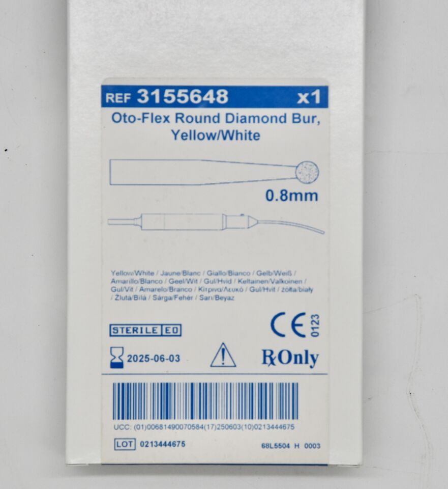 MEDTRONIC 3155648 Oto-Flex Round Diamond Bur Yellow/White 0.8mm (X) — photo 4