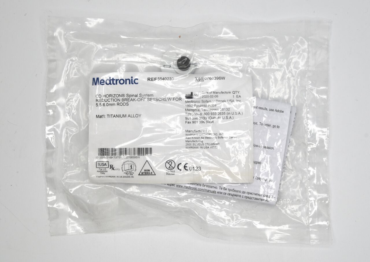 MEDTRONIC 5540230 CD HORIZON SPINAL SYSTEM REDUCTION BREAK-OFF SETSCREW FOR 5.5/6.0MM — photo 1