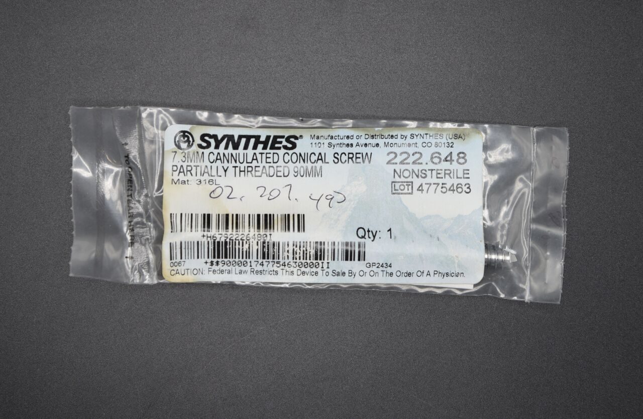 SYNTHES 222.648 Depuy Screw, 7.3mm Cannulated, Partially Threaded