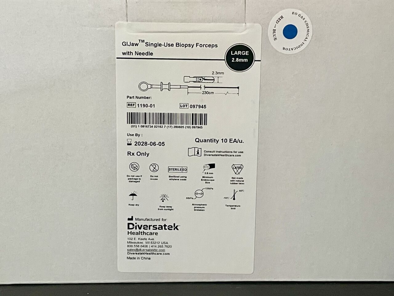 DIVERSATEK 1190-01 GIJaw Flexible Endoscopic Forceps, In-Date, 10/Box — photo 2