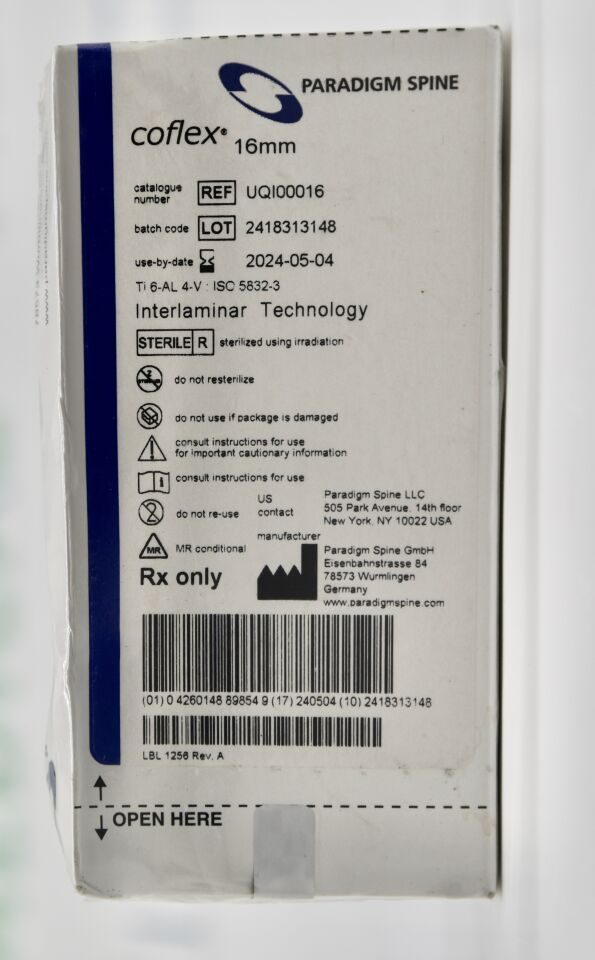 PARADIGM UQ100016 COFLEX UQI00016: SPINE COFLEX INTERLAMINAR STABILIZATION DEVICE 16MM — photo 3