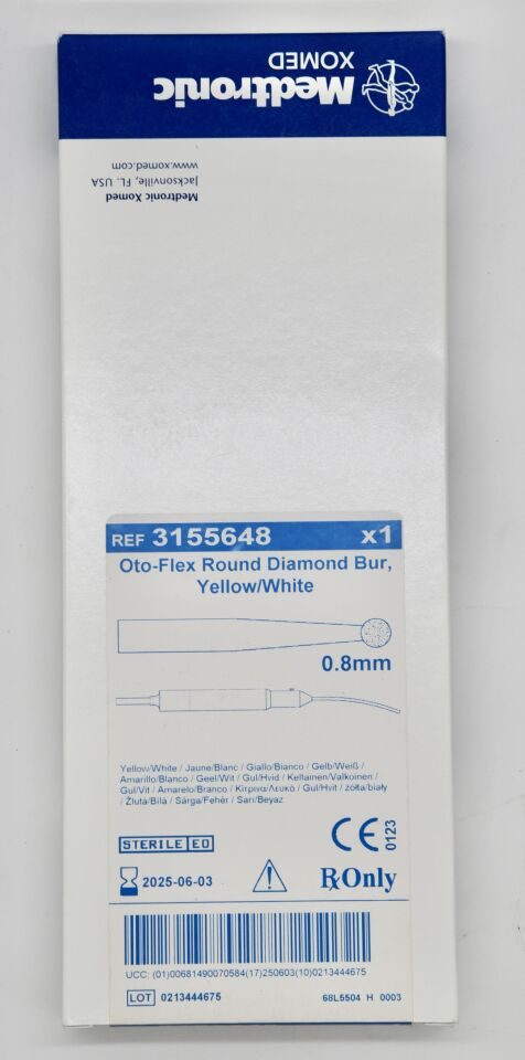 MEDTRONIC 3155648 Oto-Flex Round Diamond Bur Yellow/White 0.8mm (X) — photo 3