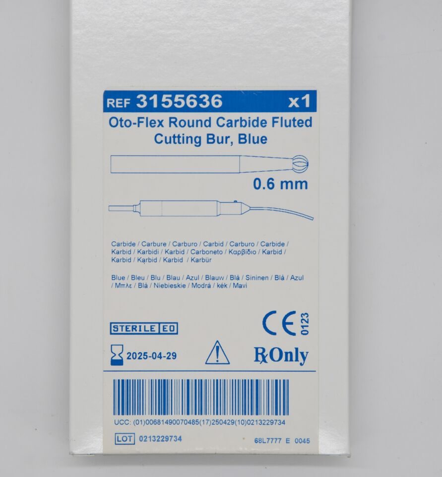 MEDTRONIC 3155636 Oto-Flex Round Carbide Fluted Cutting Bur, Blue 0.6 mm — photo 2