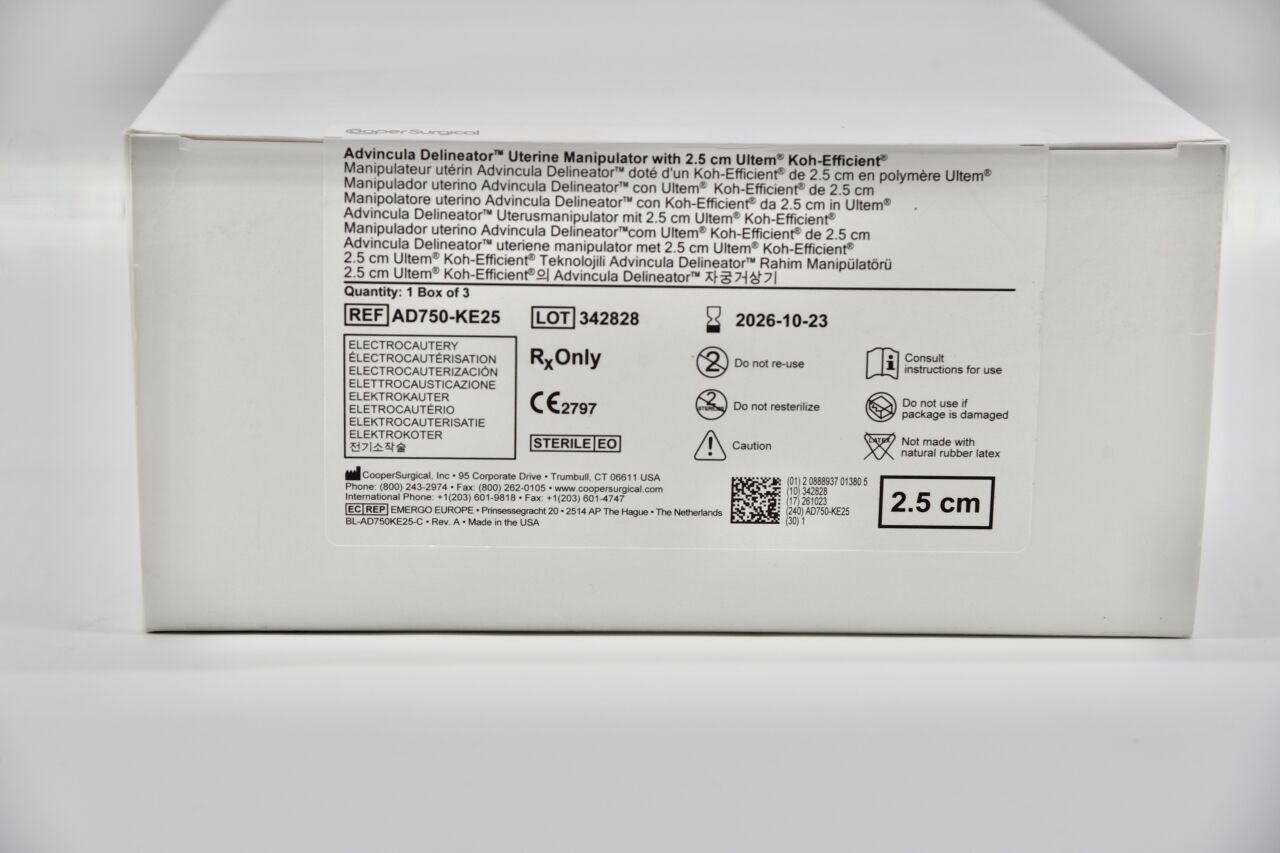 COOPER SURGICAL INC AD750-KE25 COOPER SURGICAL  ADVINCULA DELINEATOR UTERINE MANIPULATOR WITH 2.5CM ULTEM KOH-EFFICIENT ELECTROCAUTERY, IN-DATE, BOX OF 3 — photo 1