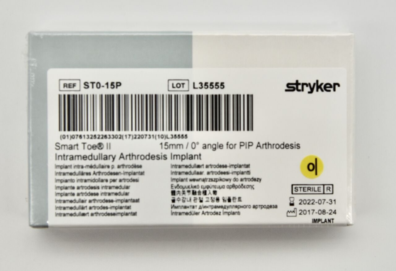 STRYKER ST0-15P SMART TOE II INTRAMEDULLARY ARTHRODESIS, 15MM / 0 Degree FOR DIP ARTHRODESIS — photo 2