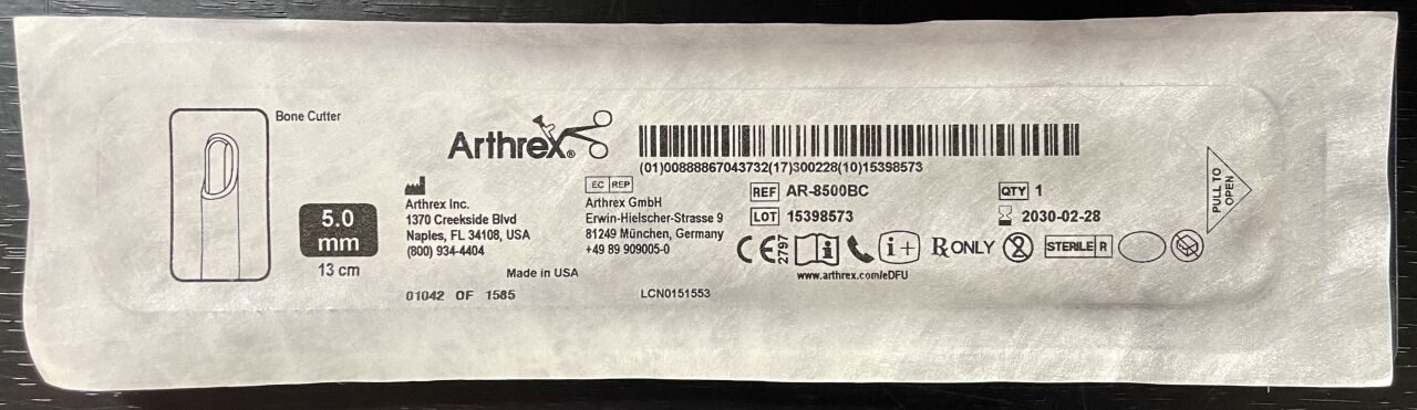 ARTHREX AR-8500BC Bone Cutter 5.0mm x 13cm
