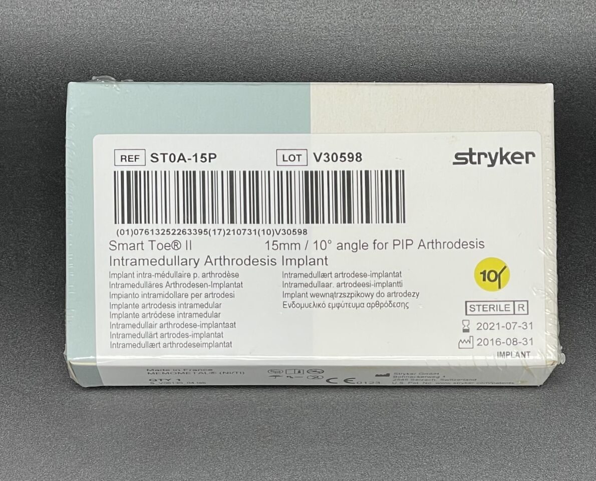 STRYKER ST0A-15P SMART TOE II INTRAMEDULLARY ARTHRODESIS IMPLANT 15MM / 10 Degree Angle for PIP Arthrodesis — photo 2