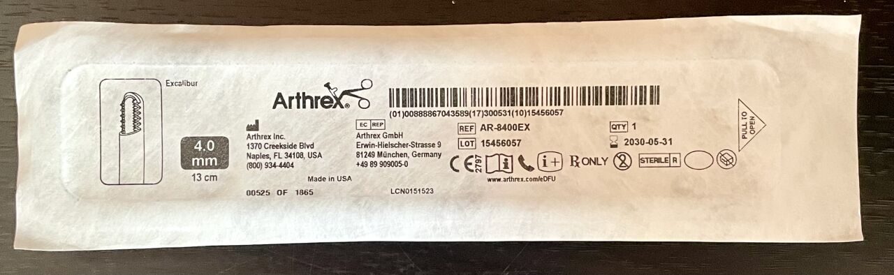 ARTHREX AR-8400EX Excalibur Arthroscopic Shaver Blade 4.0mm x 13cm